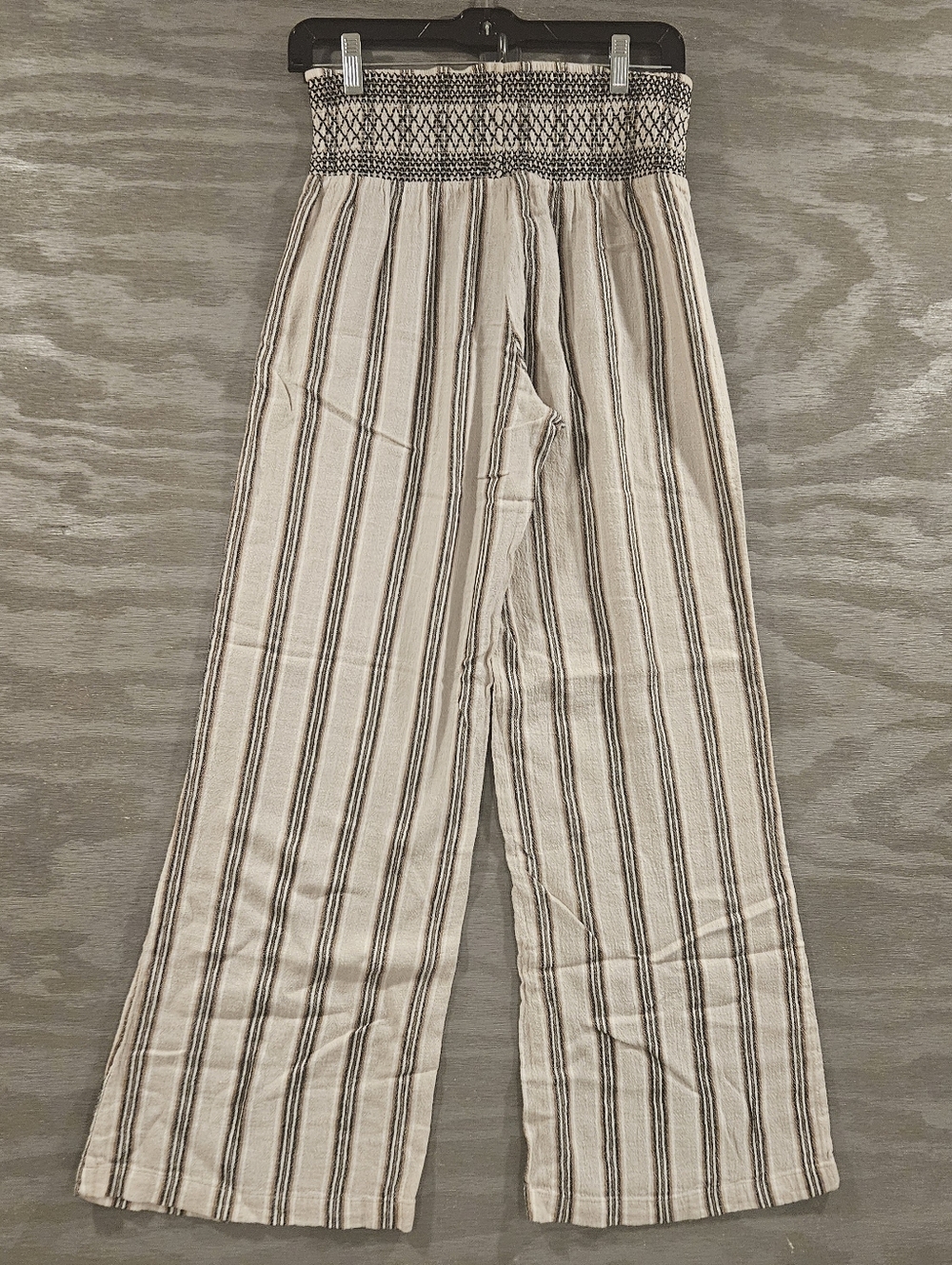 Indigo Rein SZ M Linen Blend Wide Leg Pull On Boho Beachy Pants Shirred Waist - Picture 3 of 11